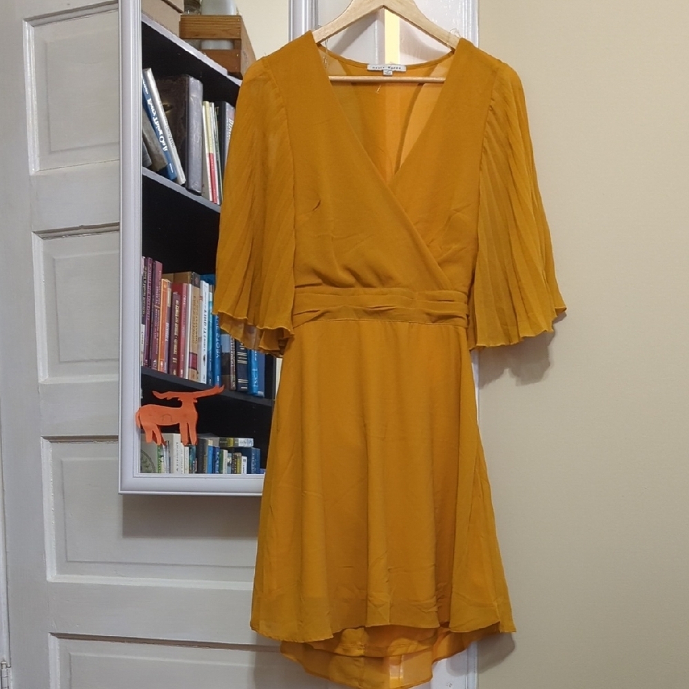 Elegant Mustard Wrap Dress
